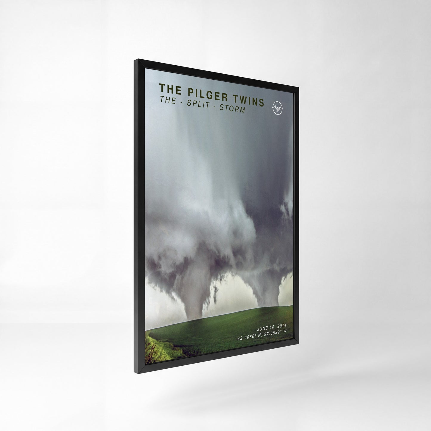 Pilger Twin Tornadoes Print (2014) — 24" x 36" Premium Black Frame Side View