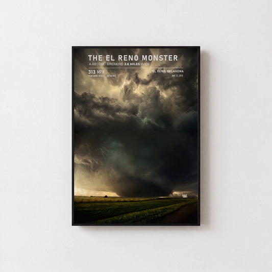 El Reno Tornado Print 2013 Ef5 Storm Chaser Wall Art Oklahoma Tornado Print Vintage Weather Map Science Gift — Default Style Mockup