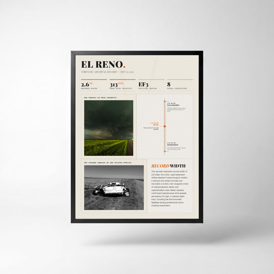 El Reno "Widest" Tornado Print (2013) — 18" x 24" Unframed Print Front (Light Style)