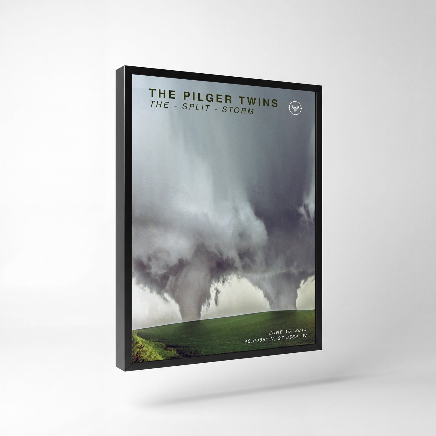 Pilger Twin Tornadoes Print (2014) — 18" x 24" Premium Black Frame Side View