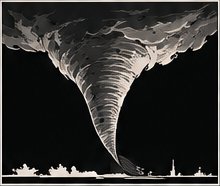 Concave-sided tornado: a funnel whose sides curve inward to a long, thin tip