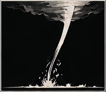 Drill bit tornado: a narrow, tapering funnel with tight spiral bands