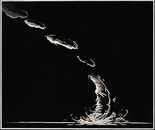 Segmented tornado: a funnel showing only in broken pieces, with spinning debris on the ground below