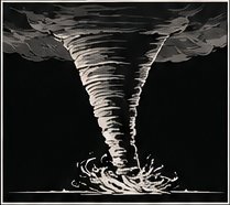 Straight-sided tornado: a cone with straight, even sides from cloud to ground