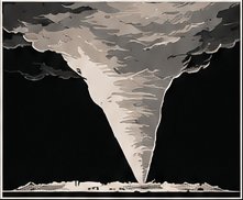 V-shaped tornado: a broad funnel that tapers sharply to a single point at the ground
