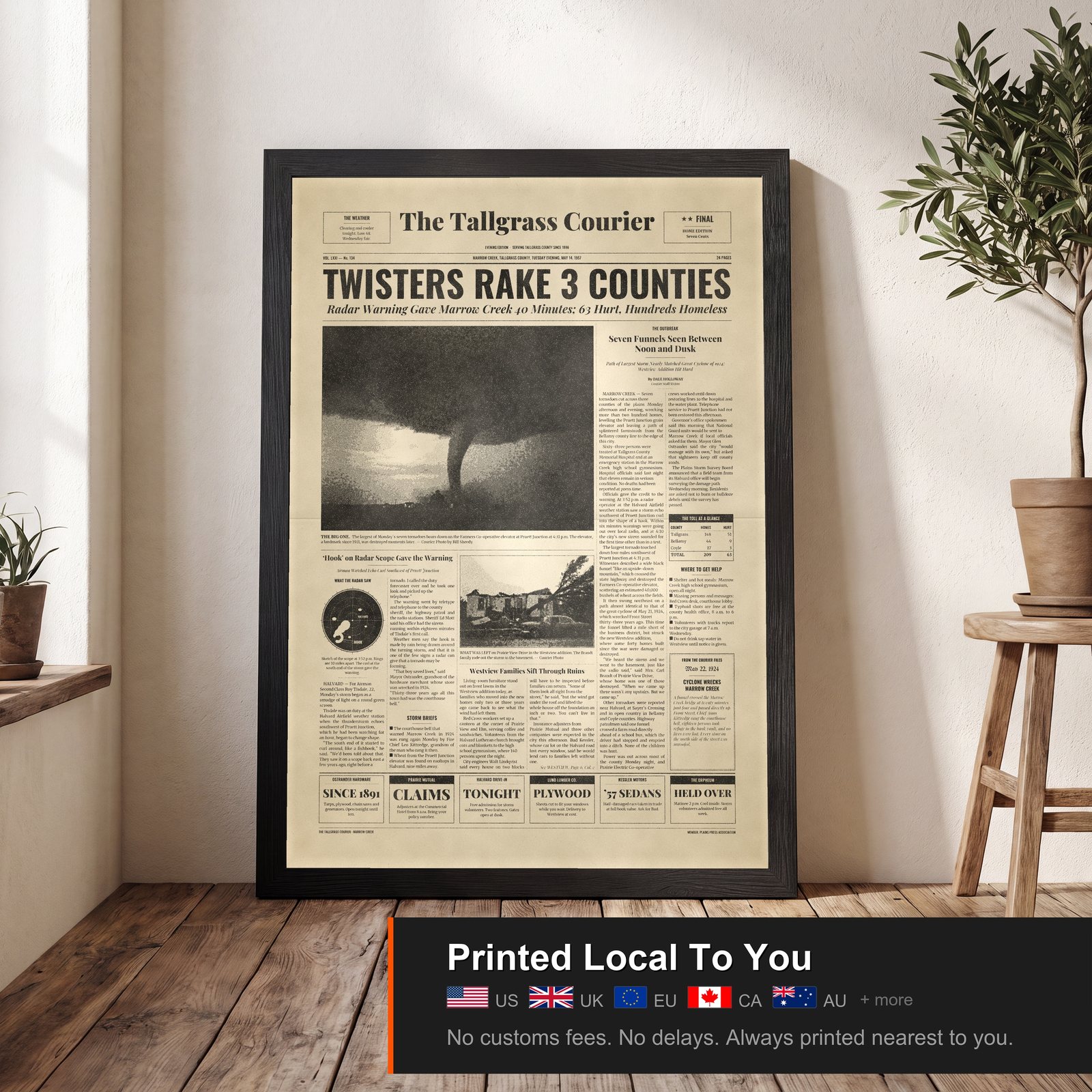 Vintage Tornado Newspaper, view 2