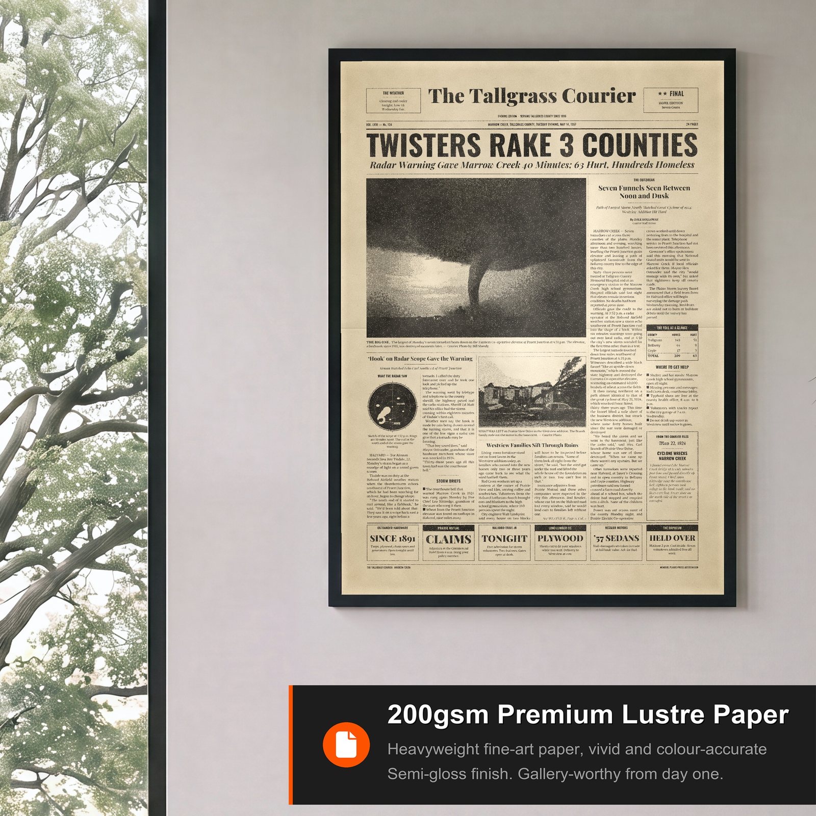 Vintage Tornado Newspaper, view 3