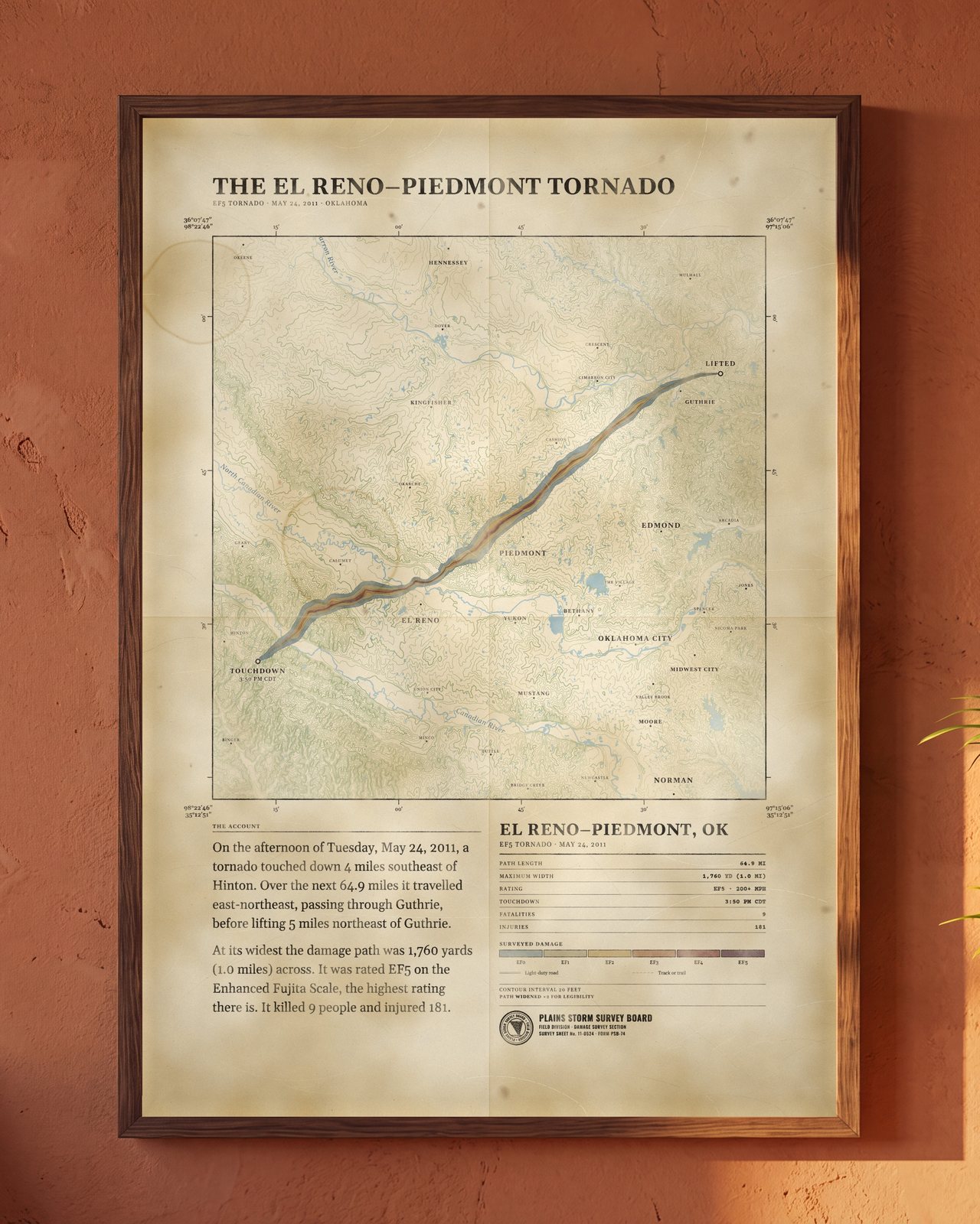 El Reno–Piedmont Tornado Map, 2011