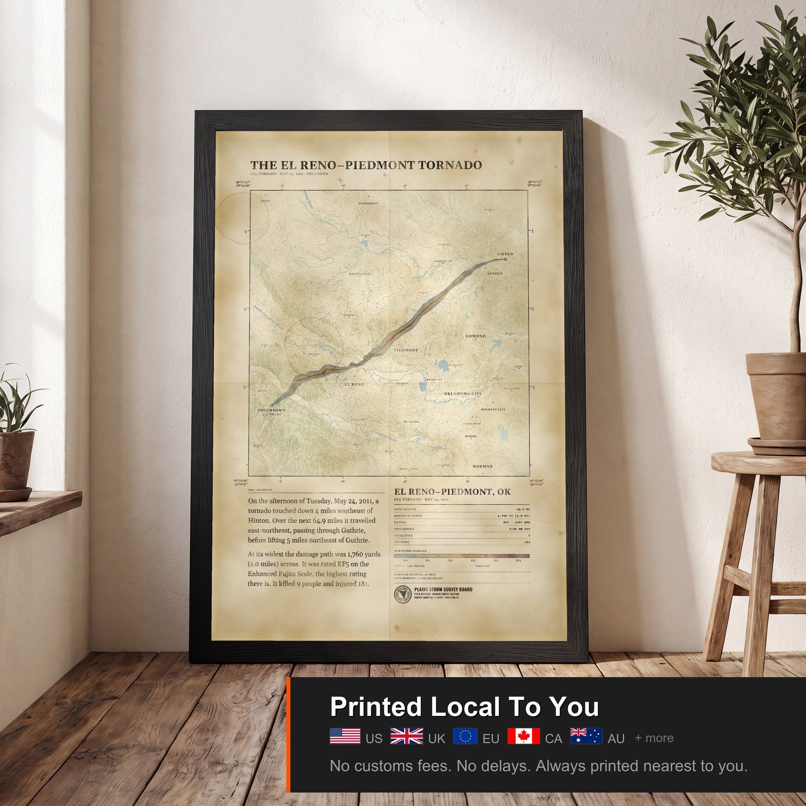 El Reno–Piedmont Tornado Map, 2011, view 2