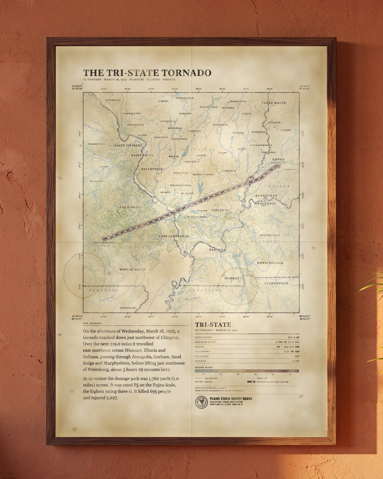 Tri-State Tornado Map, 1925